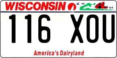 WI license plate 116XOU
