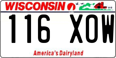 WI license plate 116XOW