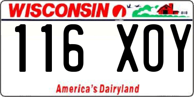 WI license plate 116XOY