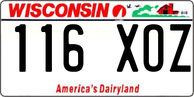 WI license plate 116XOZ