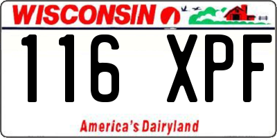 WI license plate 116XPF