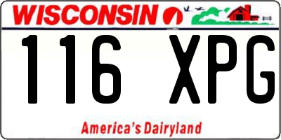 WI license plate 116XPG