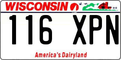 WI license plate 116XPN