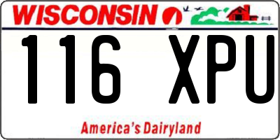 WI license plate 116XPU