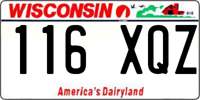 WI license plate 116XQZ