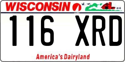 WI license plate 116XRD