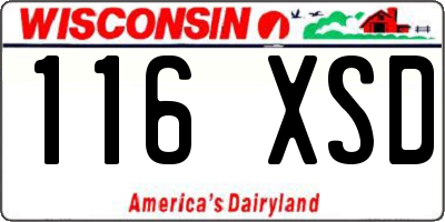 WI license plate 116XSD