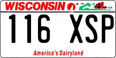WI license plate 116XSP