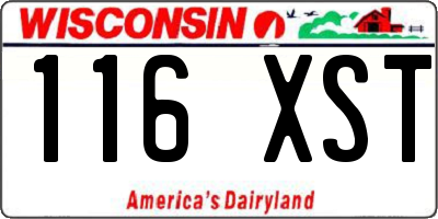 WI license plate 116XST