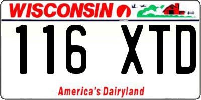 WI license plate 116XTD