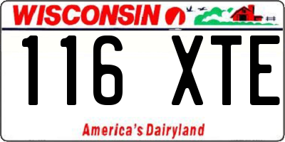 WI license plate 116XTE