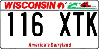 WI license plate 116XTK