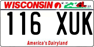 WI license plate 116XUK