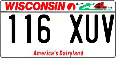 WI license plate 116XUV