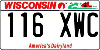 WI license plate 116XWC