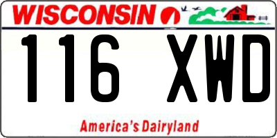 WI license plate 116XWD