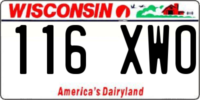 WI license plate 116XWO