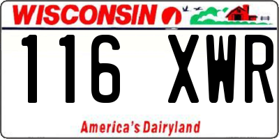 WI license plate 116XWR