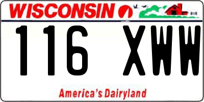 WI license plate 116XWW