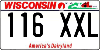 WI license plate 116XXL