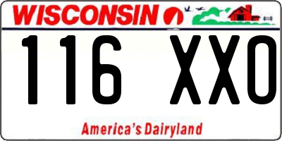 WI license plate 116XXO