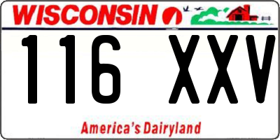 WI license plate 116XXV