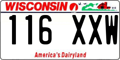 WI license plate 116XXW