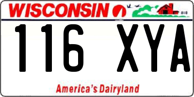 WI license plate 116XYA