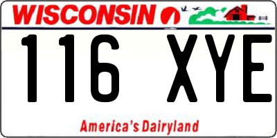 WI license plate 116XYE