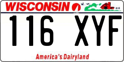 WI license plate 116XYF