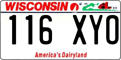 WI license plate 116XYO