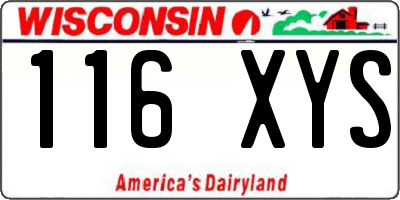 WI license plate 116XYS