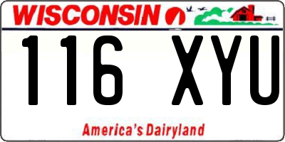 WI license plate 116XYU