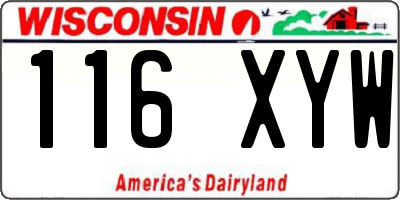 WI license plate 116XYW