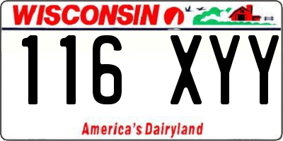 WI license plate 116XYY
