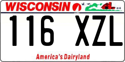 WI license plate 116XZL