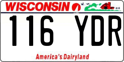 WI license plate 116YDR