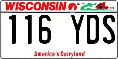 WI license plate 116YDS