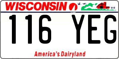 WI license plate 116YEG