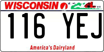 WI license plate 116YEJ