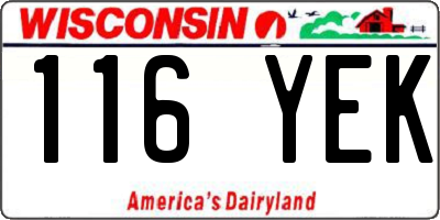 WI license plate 116YEK