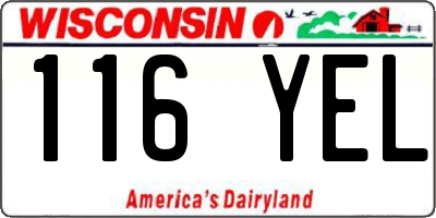 WI license plate 116YEL