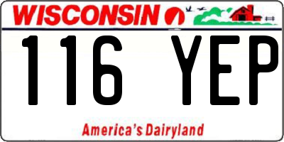 WI license plate 116YEP