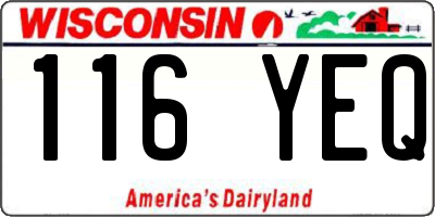 WI license plate 116YEQ