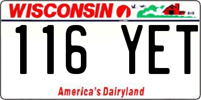 WI license plate 116YET