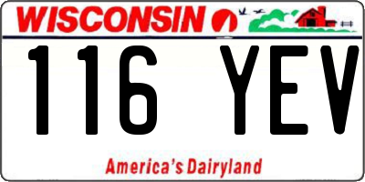 WI license plate 116YEV