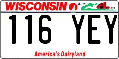 WI license plate 116YEY