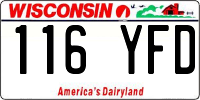 WI license plate 116YFD