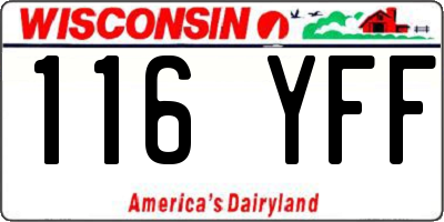WI license plate 116YFF