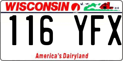 WI license plate 116YFX